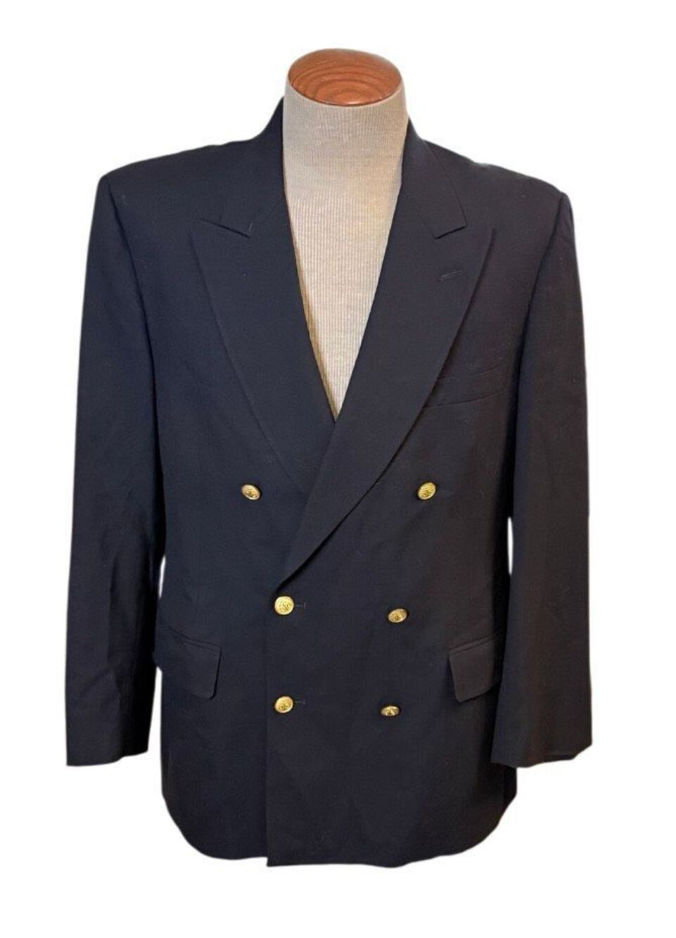 Brooks Brothers Double-Breasted Navy Blazer 42R Gold Buttons Made in USA Union L
